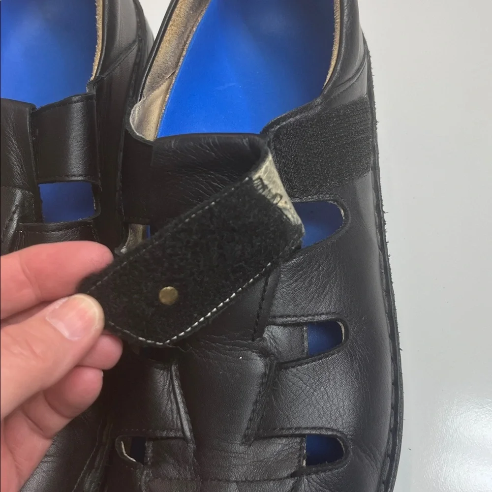 Black Fisherman Chunky Strappy Sandals Leather Size 9.5